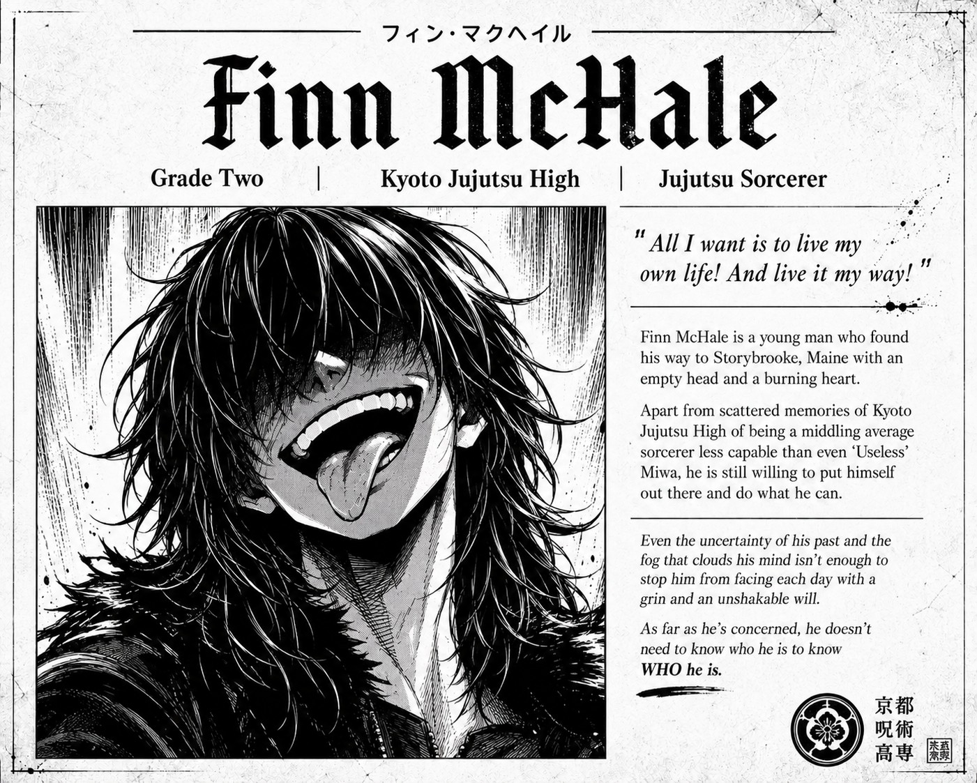 Finn McHale character profile page one