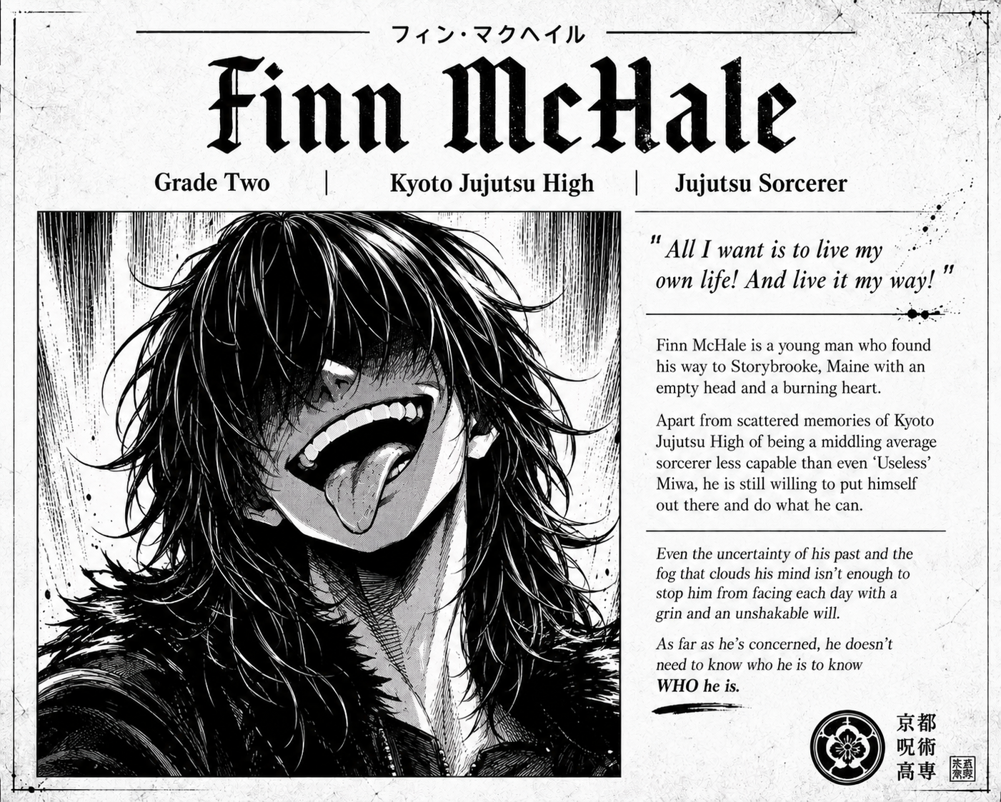 Finn McHale character profile page one